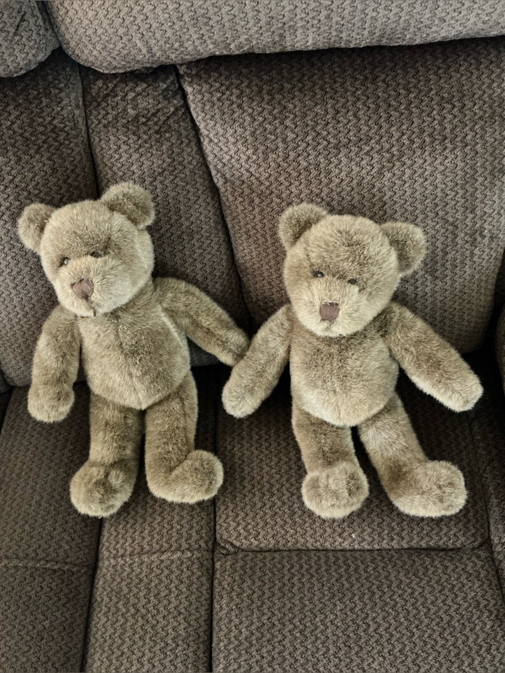 Two vintage build-a-bear 2002? Teddy bears, plush brown fur toy, Office Depot.
